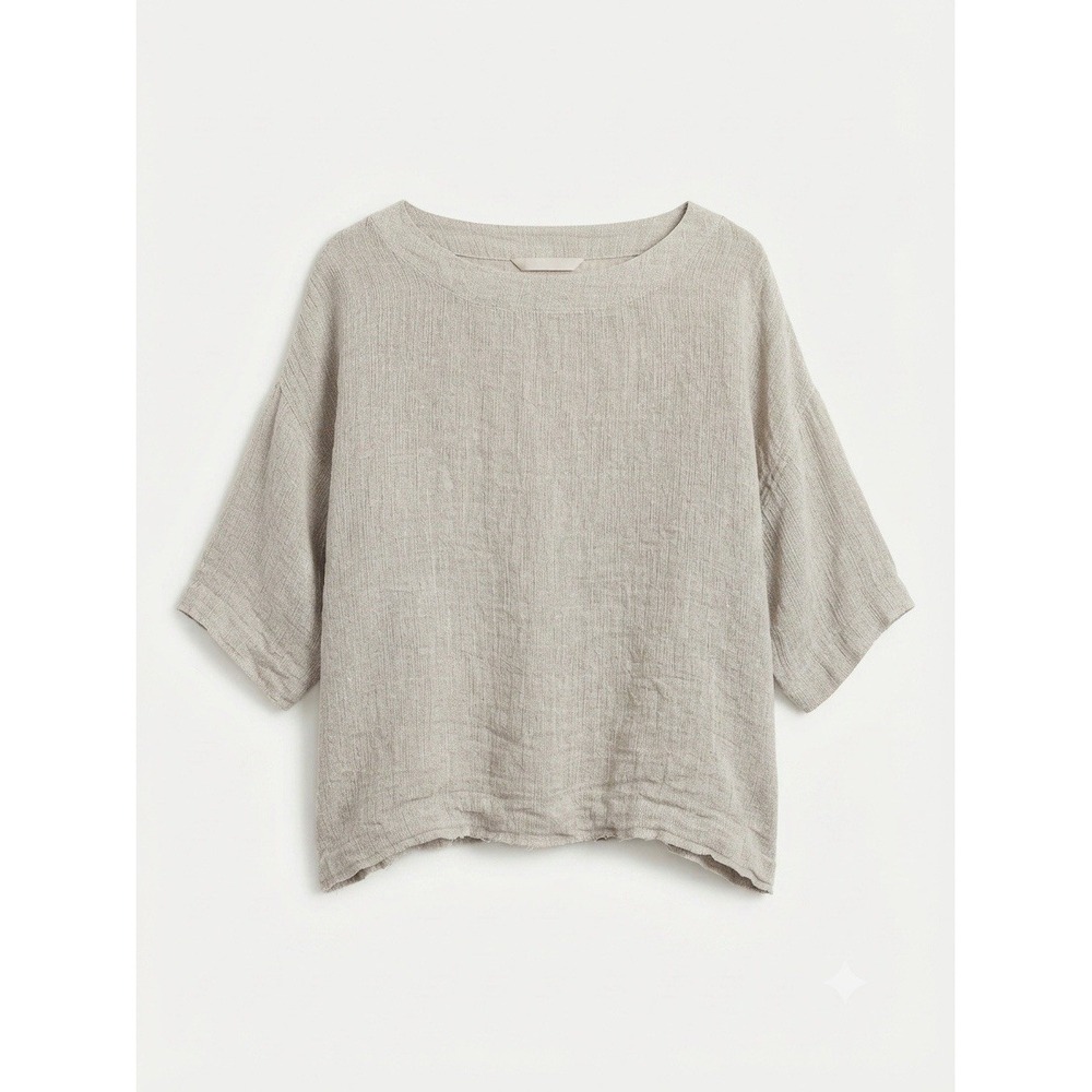 J Jill Pure Linen Top L Lagenlook Minimal Earthy Natural Organic Baggy Nuetral